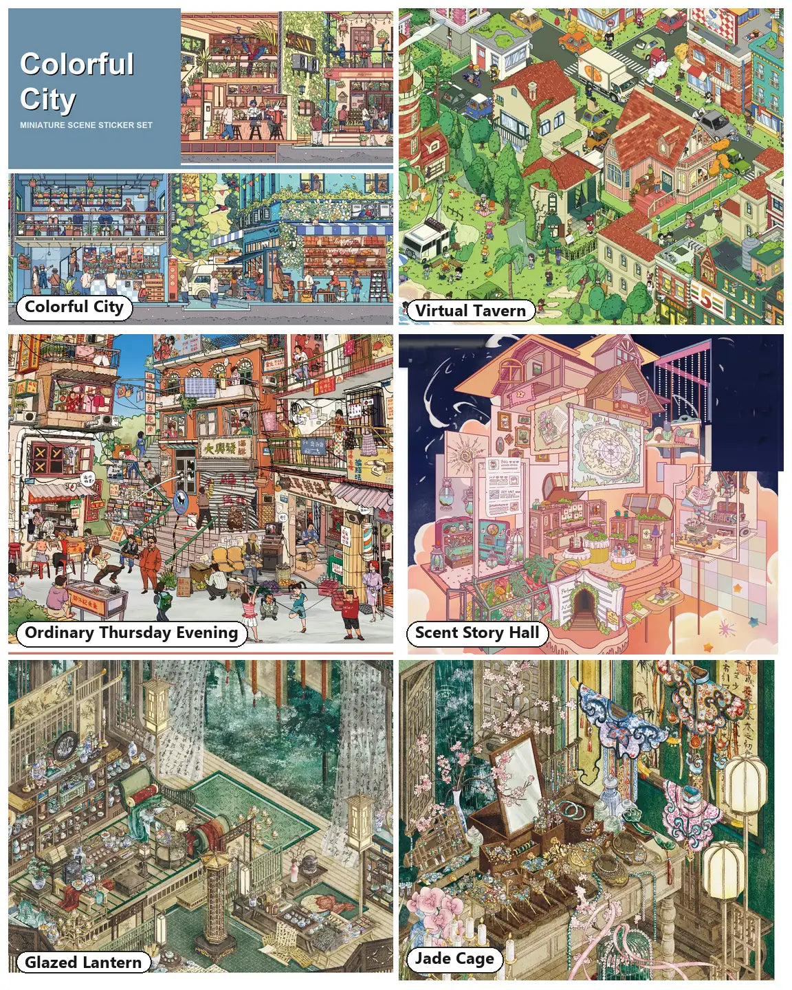 Urban Tales Collection - six miniature scene sets overview