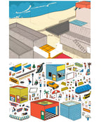 Cartoon Street - backdrop card and sticker sheet