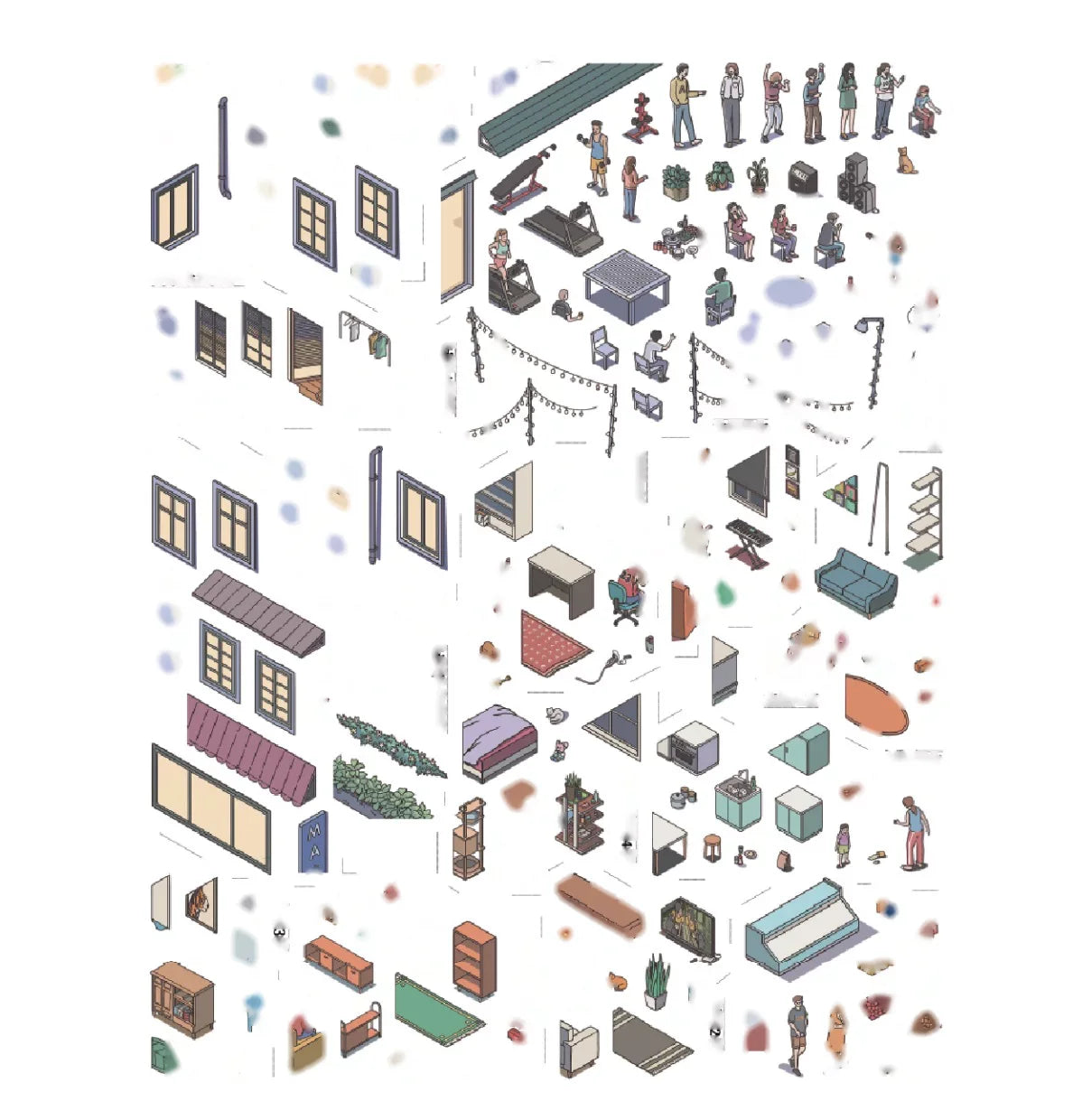 Collection - extra sticker pieces: buildings and lights