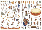 Nuo Opera - sticker sheets: masks, drum and performers