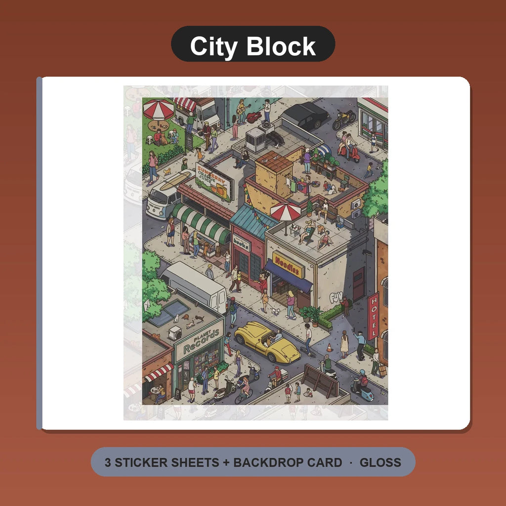 Miniature Scene Sticker Set - City Block