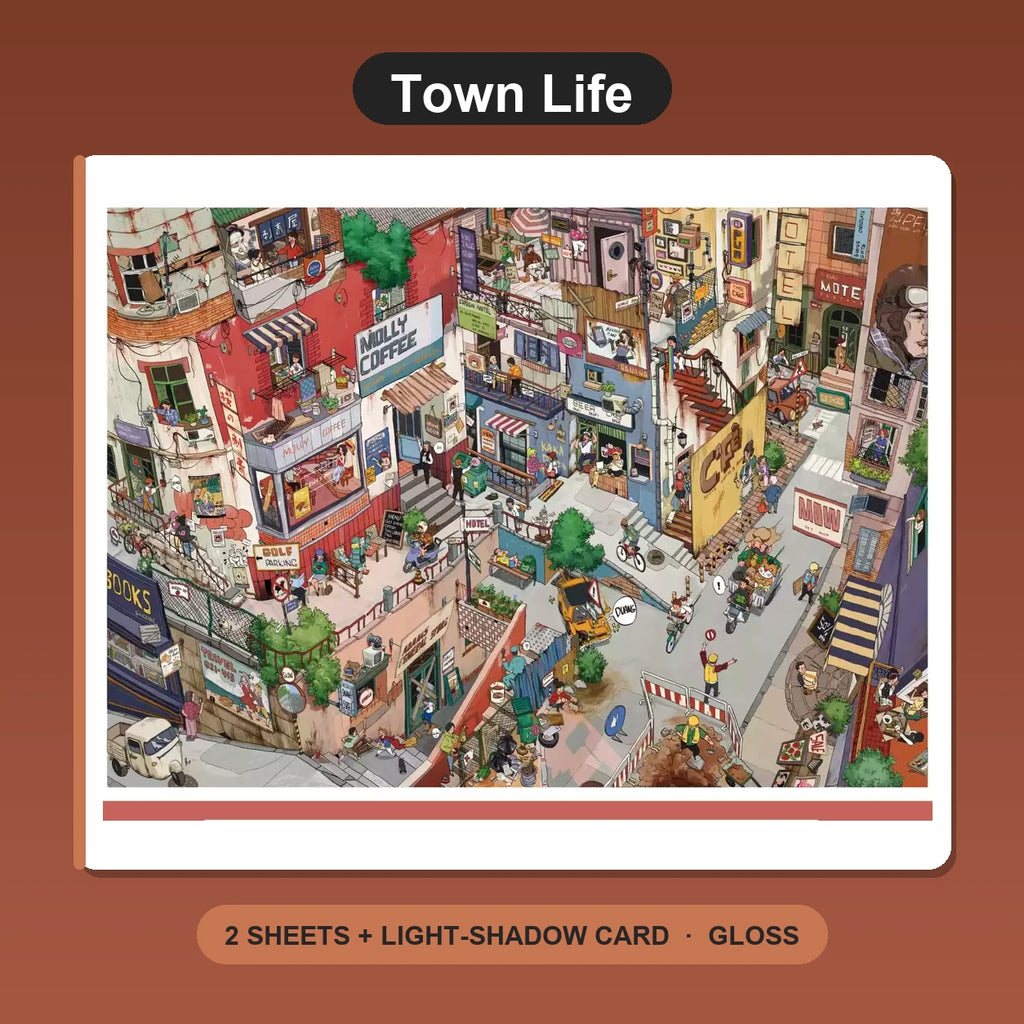Miniature Scene Sticker Set - Town Life