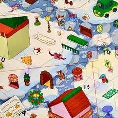 Christmas stickers being placed on the numbered scene card