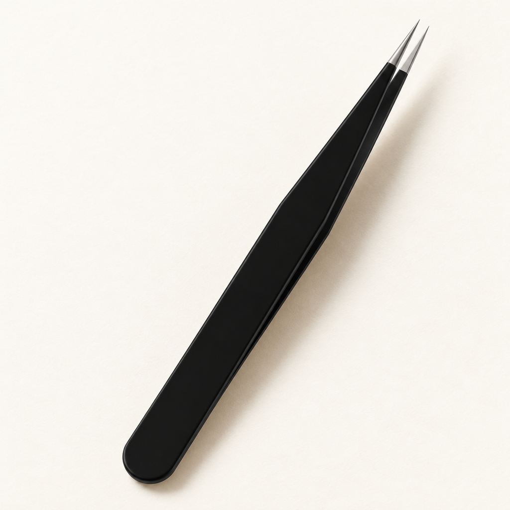 Example tweezers style. One pair supplied; style and color vary.