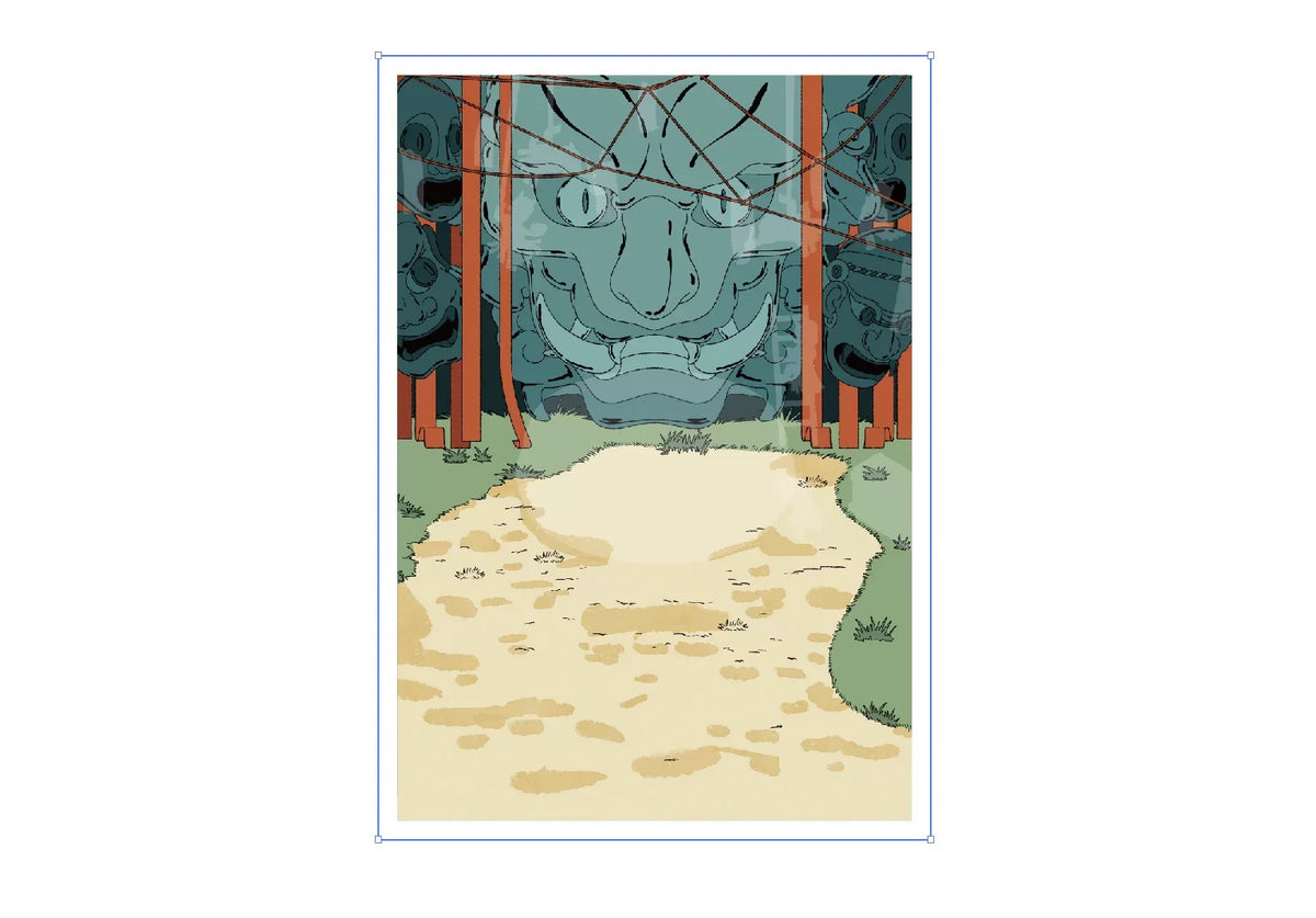 Indigo Tie-Dye - dye vat courtyard scene card