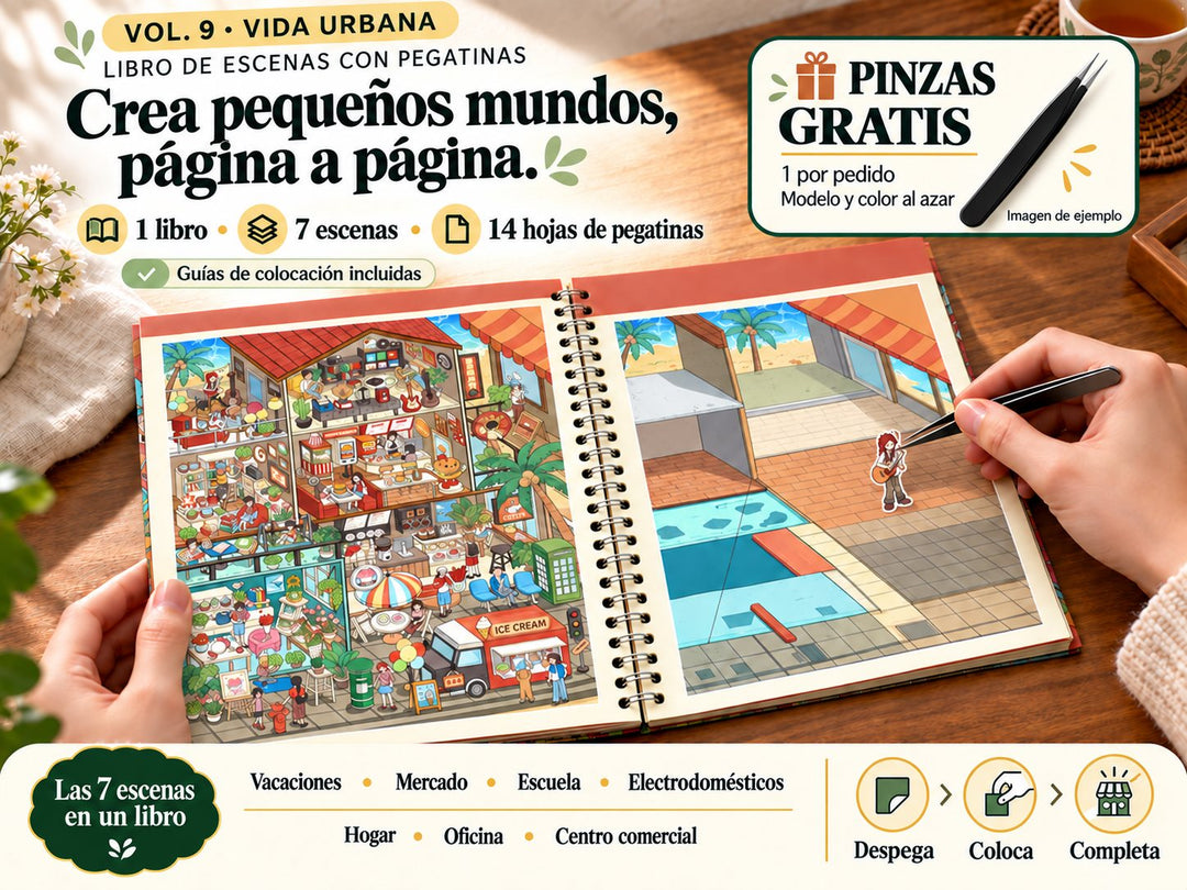 Ilustración de uso del vol. 9 · 1 libro, con sus 7 escenas incluidas